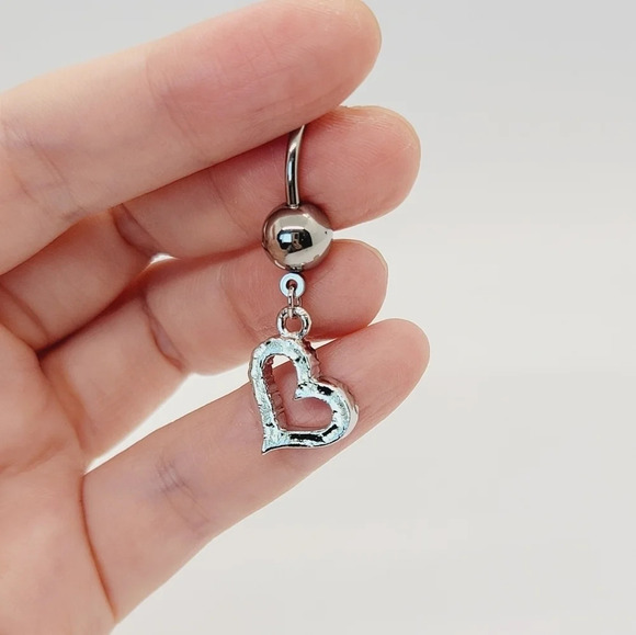 New Blue Heart Sterling Silver CZ Belly Button Navel Ring - Picture 4 of 4